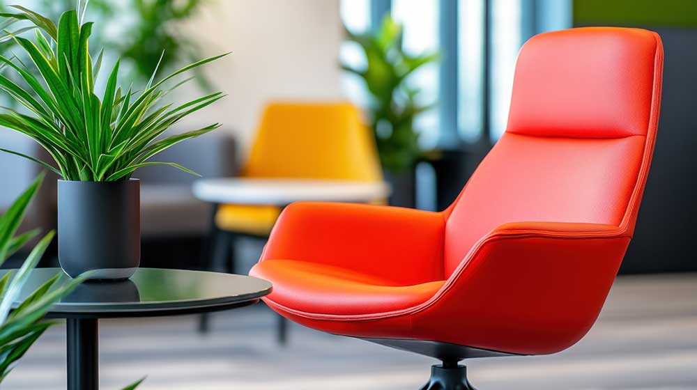 부동산 사무실 인테리어 레드 의자